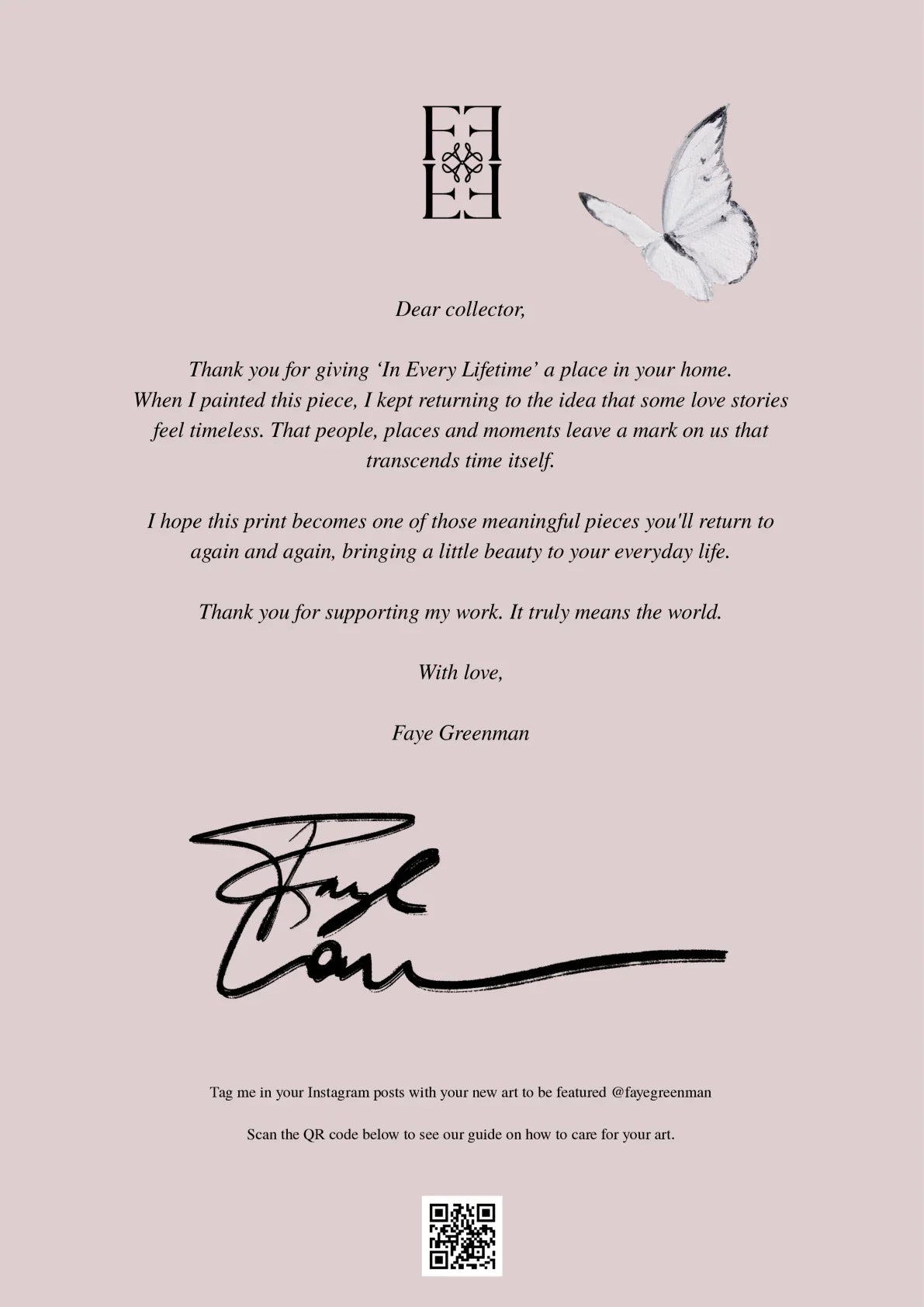 In Every Lifetime (White) — A letter from the artist
